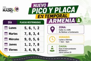 Armenia prepara ampliación temporal del pico y placa en el norte por obras del intercambiador Bomberos